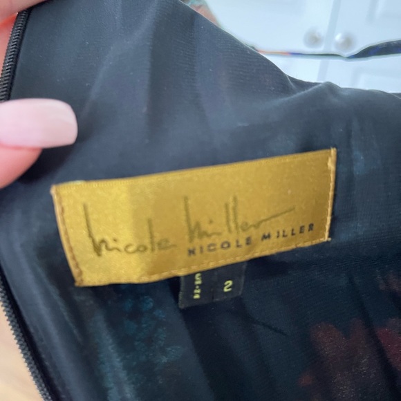 Nicole Miller multi color dress, racer back, low cut cowl neck dress, size 2 - Picture 4 of 4